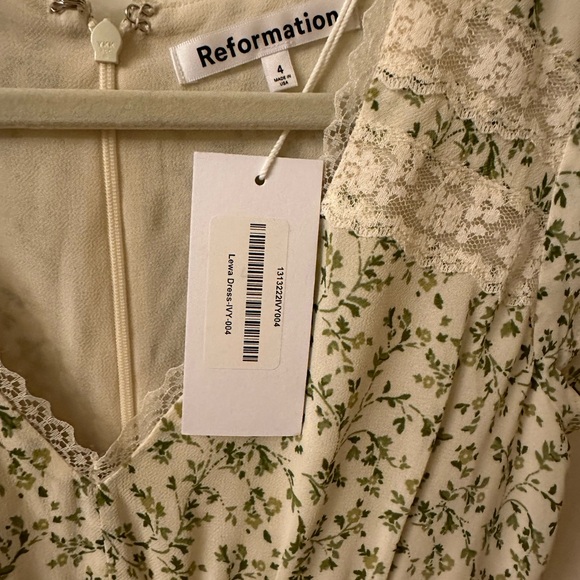 Reformation Lewa Green and White Floral Midi Dress NWT Sz 4 - Picture 5 of 5